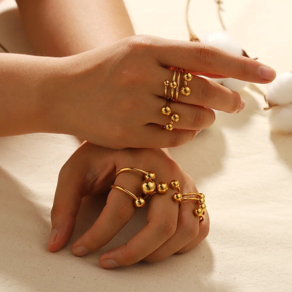 Trio Spherical Accented Rings